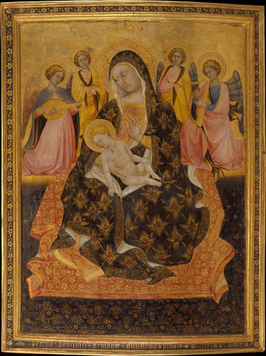 La vierge et l'enfant avec des anges