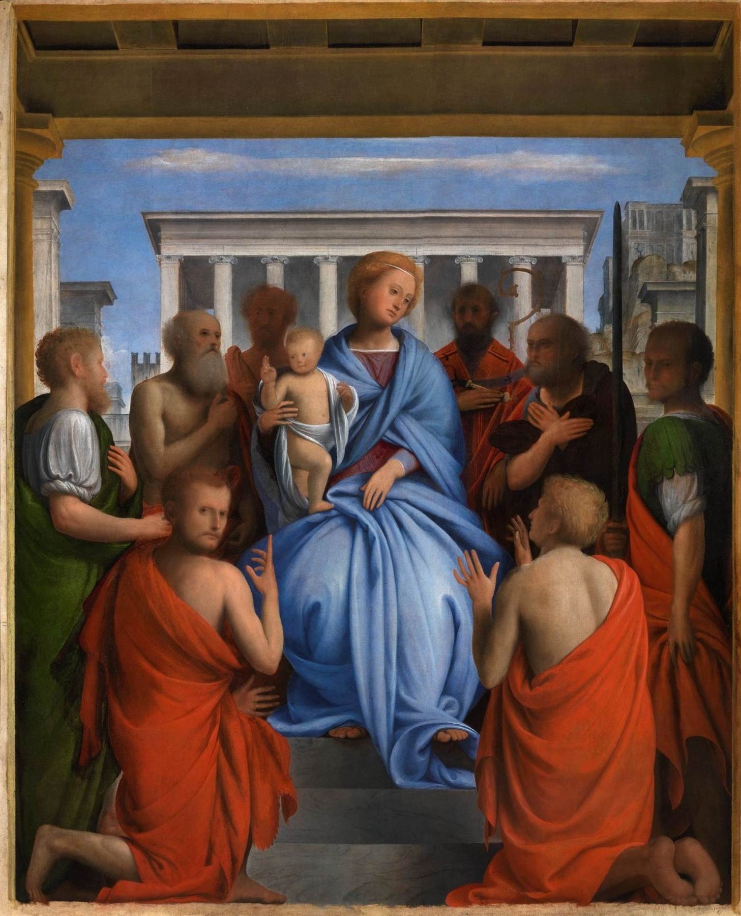 Madonna e criança com oito santos