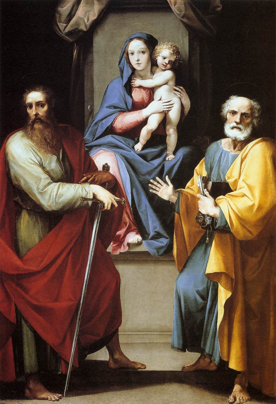 La Vierge et l'enfant avec San Pedro et San Pablo