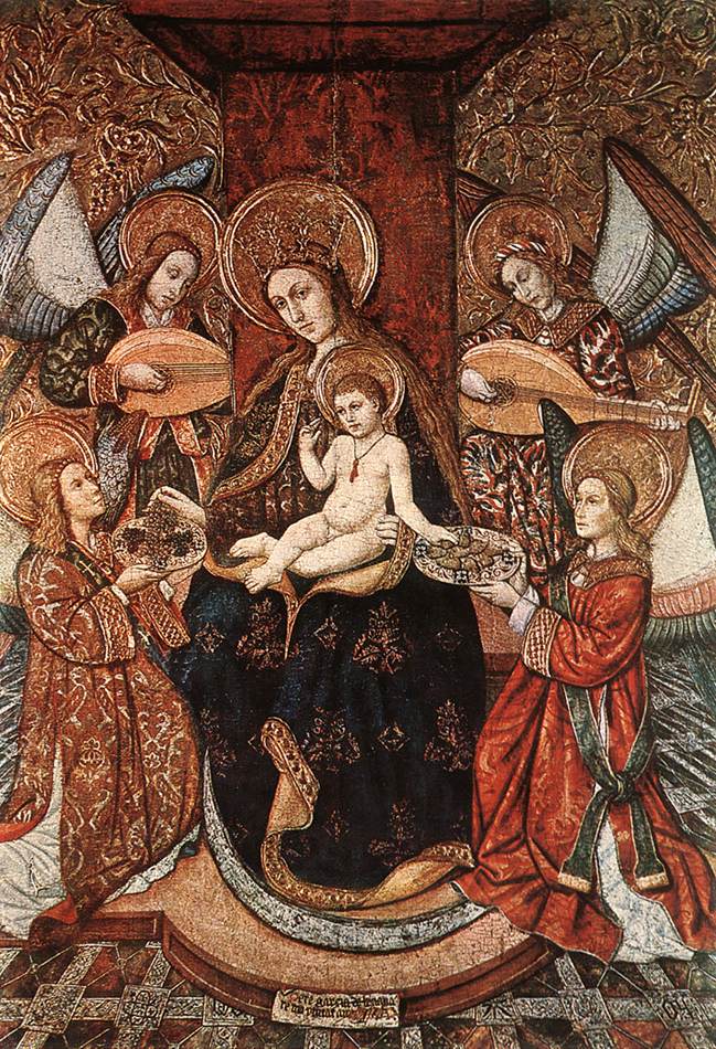 La vierge avec des anges qui font de la musique