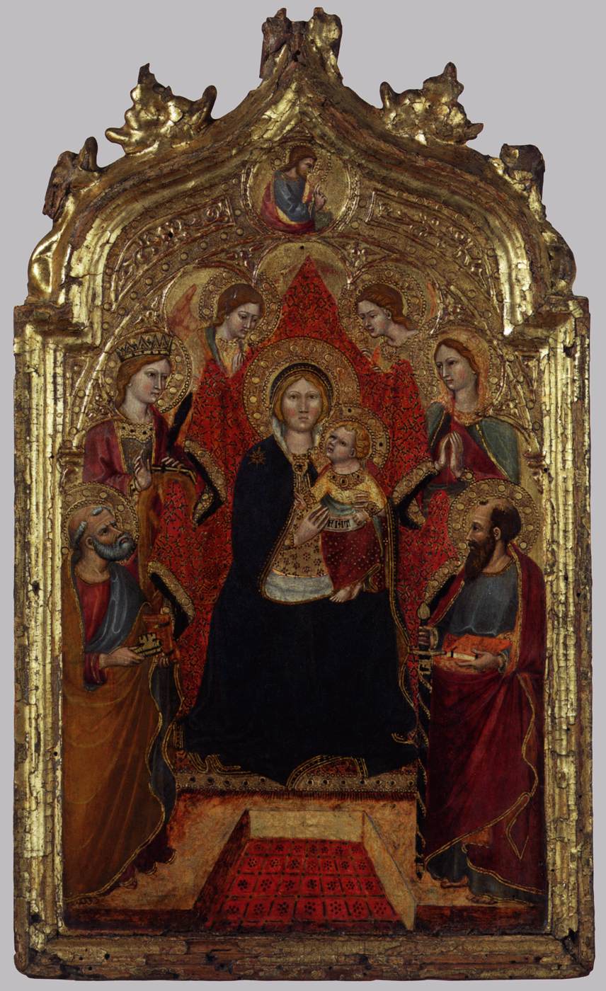 La vierge intronisée avec les anges et les saints