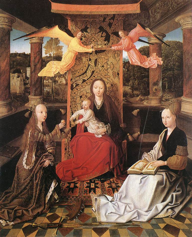 La vierge et l'enfant avec Santa Catalina et Barbara