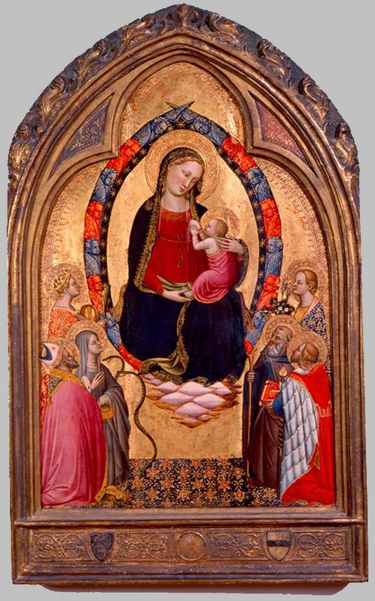 Madonna e criança com seis santos