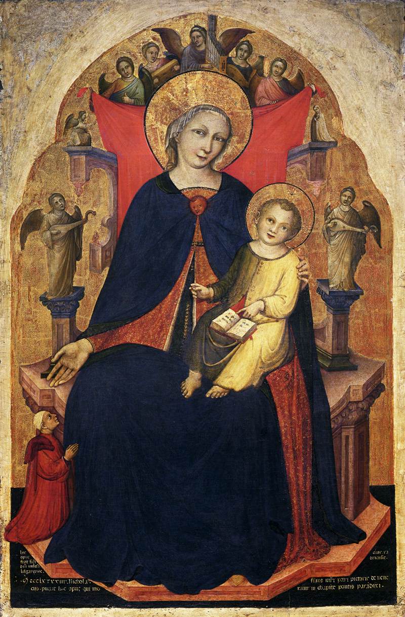 La vierge et un enfant et un dévot