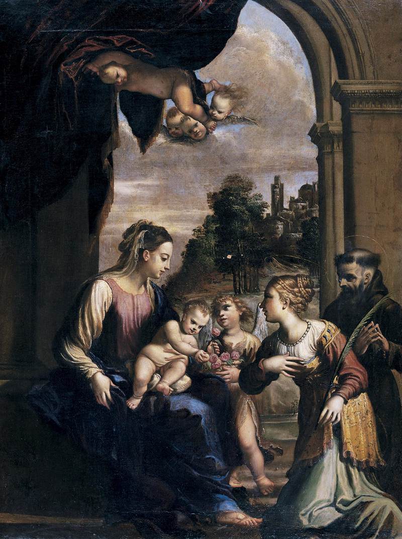 La Vergine e il bambino con Santa Catalina e Francisco