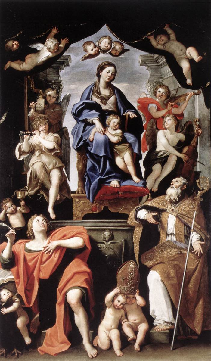 Die Jungfrau und das Kind mit San Petronio und dem Heiligen Johannes dem Evangelisten