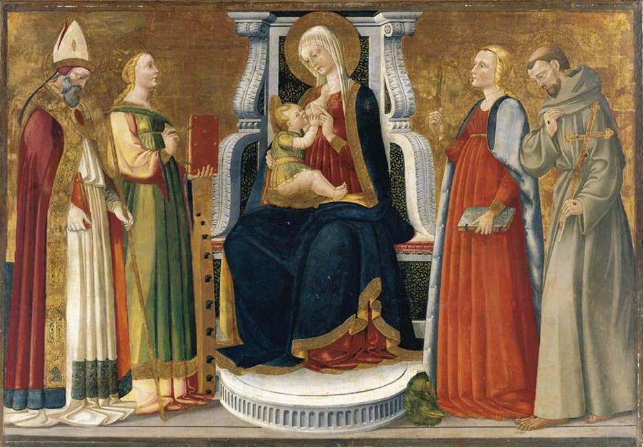 De maagd en het kind troemden met de heiligen