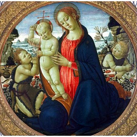La Virgen y el Niño con El Bebé San Juan Bautista y Ángel Asistente