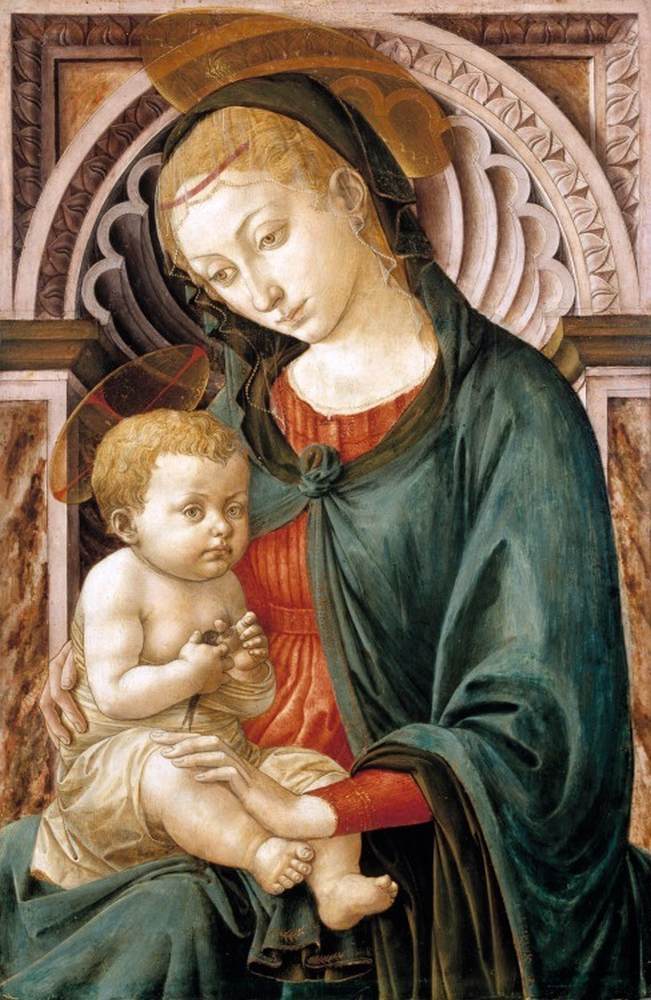 La Virgen y el Niño con un Trago