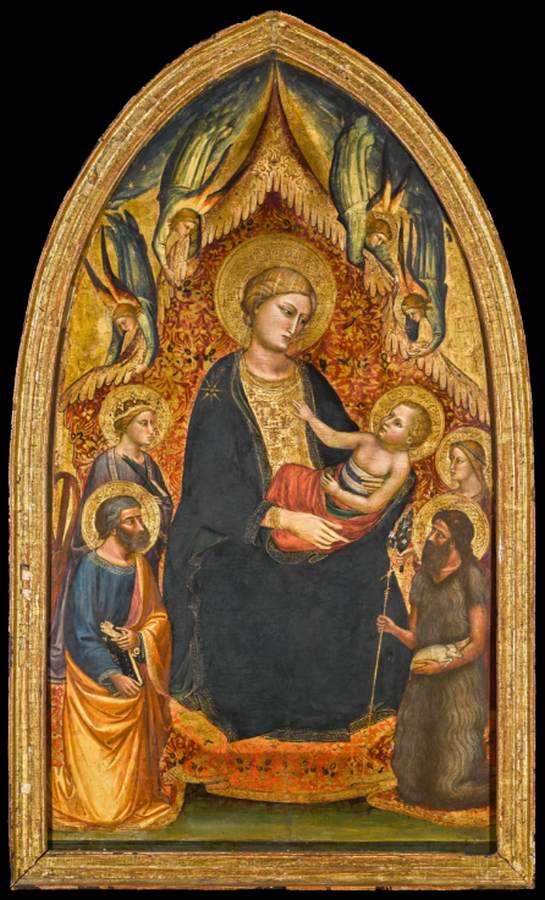 La vierge et l'enfant intronisé avec les saints