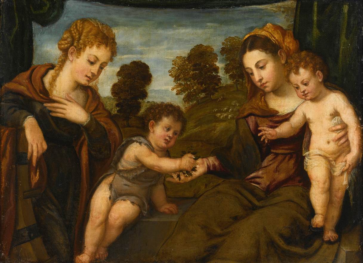 Jomfruen og barnet med Santa Catalina og babyen San Juan Bautista
