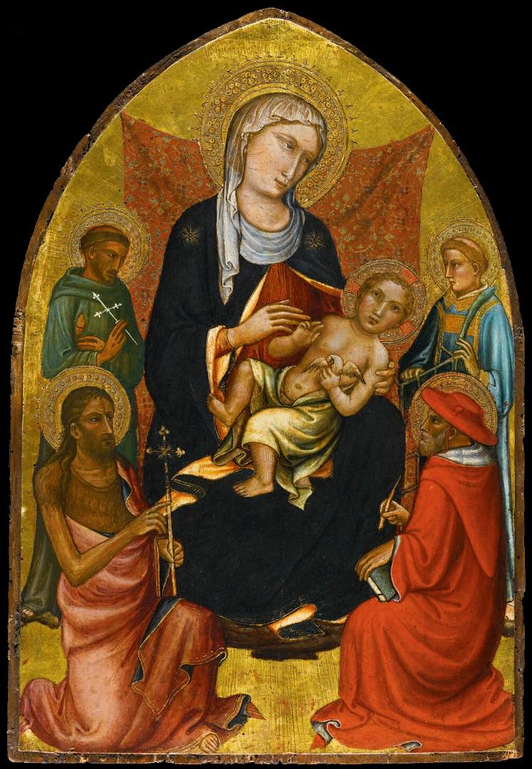 Die Jungfrau und das Kind mit San Juan Bautista, Francisco, Lorenzo und Jerónimo