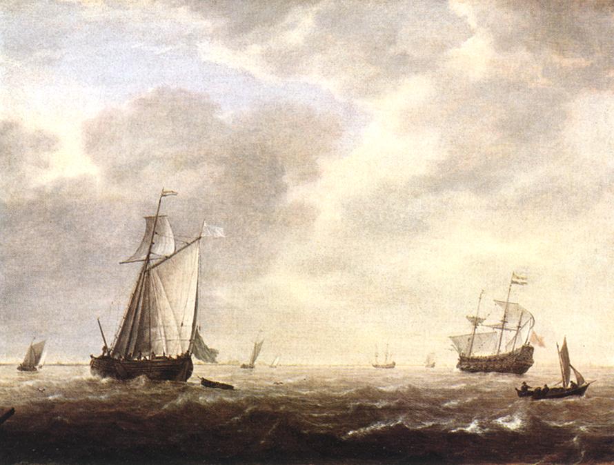 A Dutch Man-of-War and Several Vessels in a Breeze