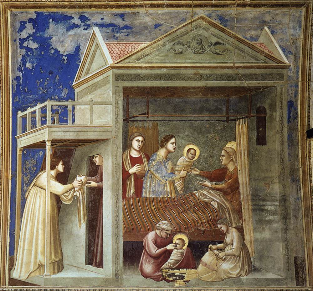 No 7 Scene della vita della Vergine: 1 La nascita della Vergine (prima del restauro)