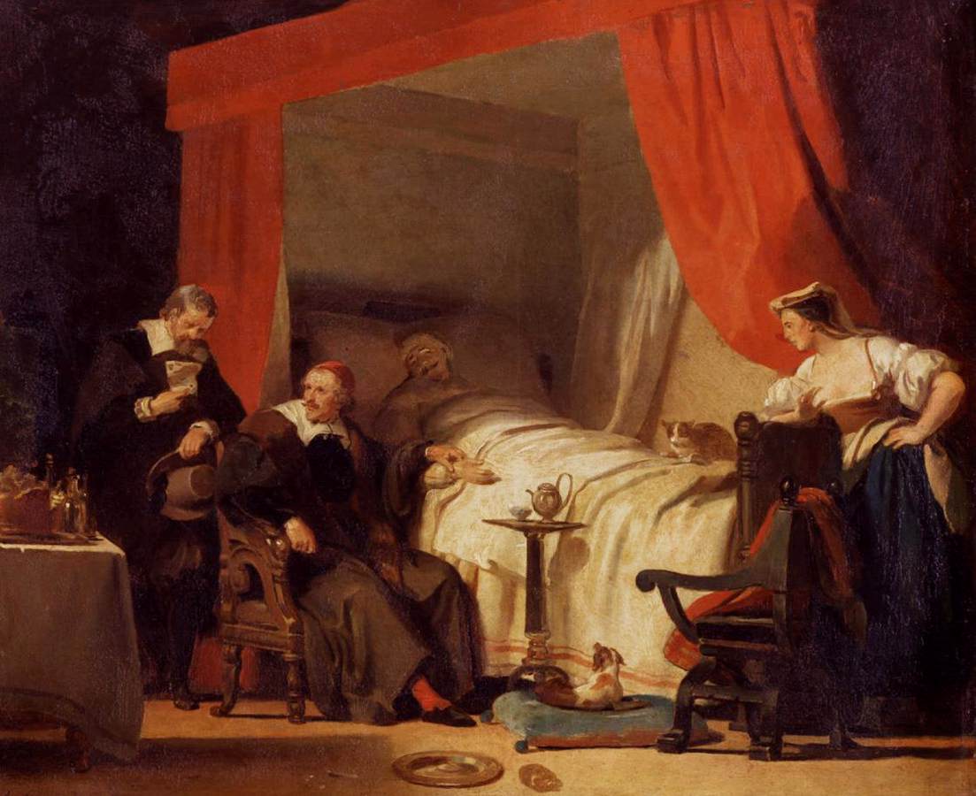 Cardeal Mazarin no leito de morte de Eustache Le Sueur