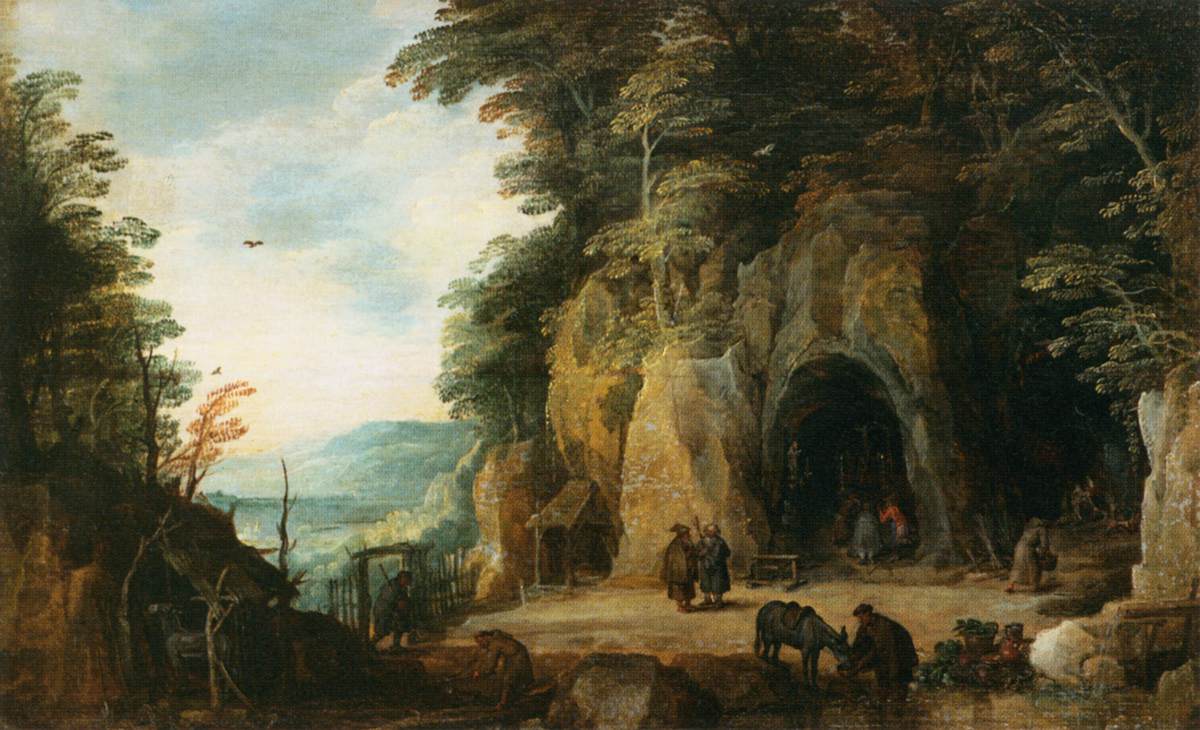 Monaco eremita in una grotta