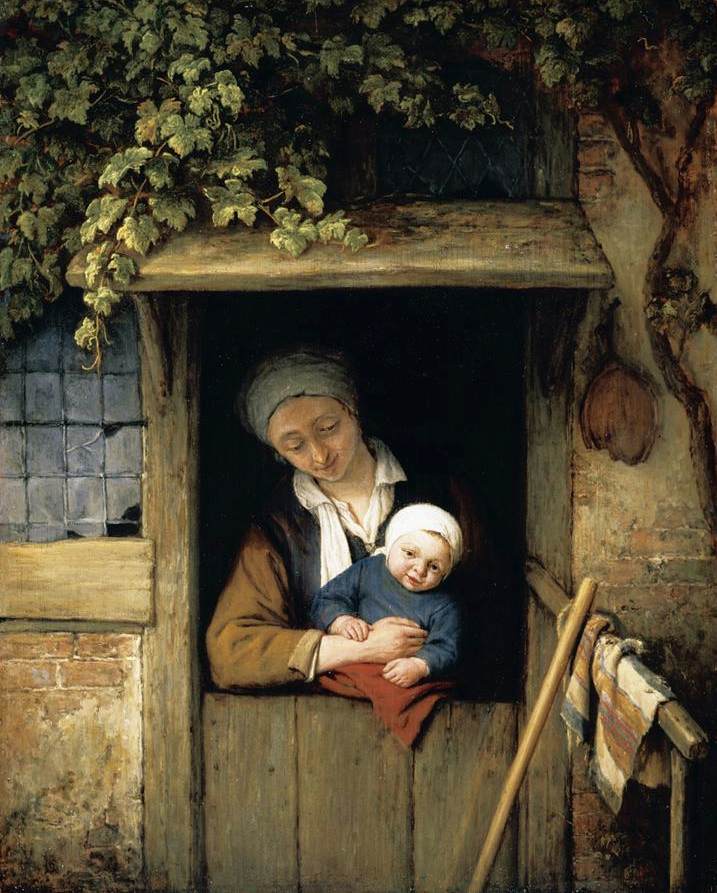 Mother Holding her Son in a Doorway