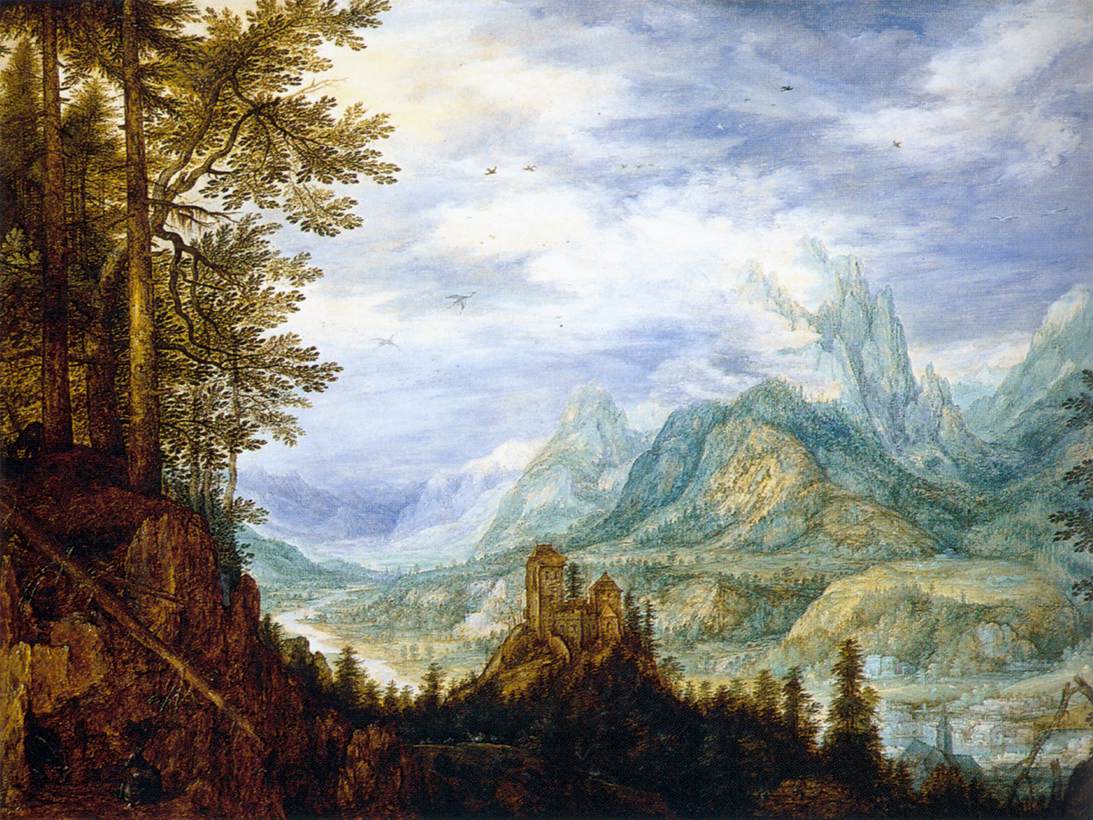 Paysage de montagne avec un château