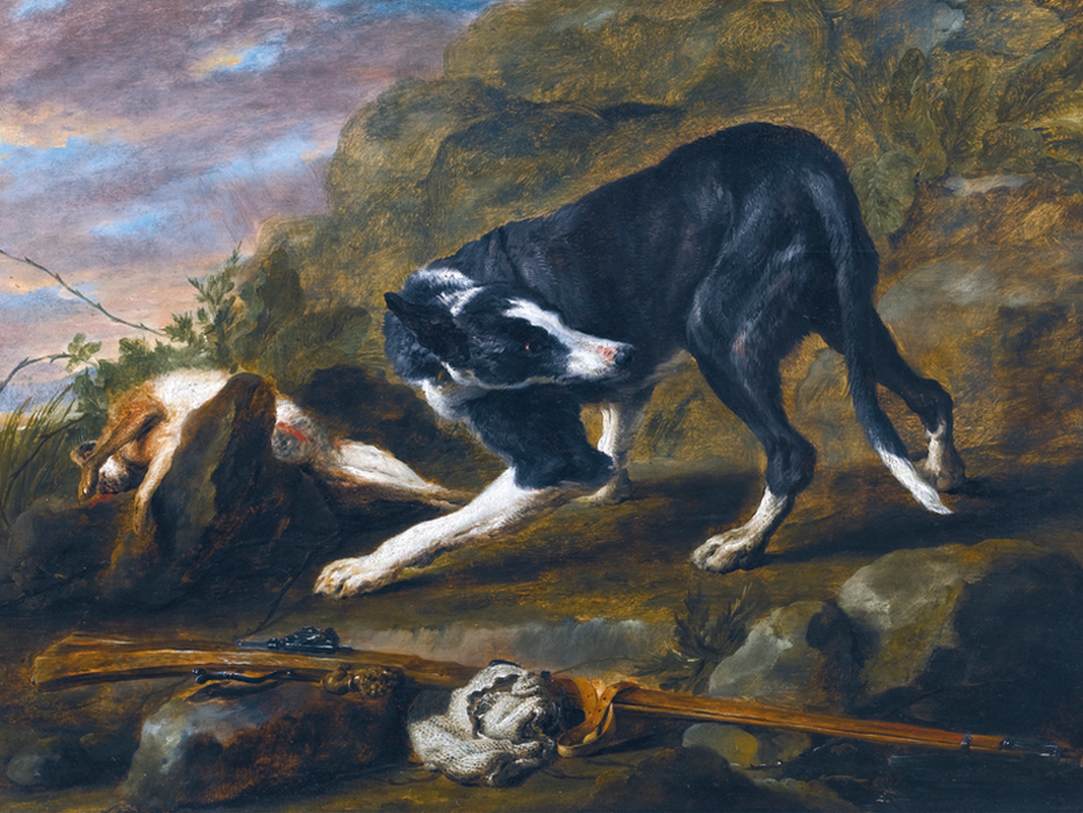 A Hound with a Rabbit and a Musket in a Landscape