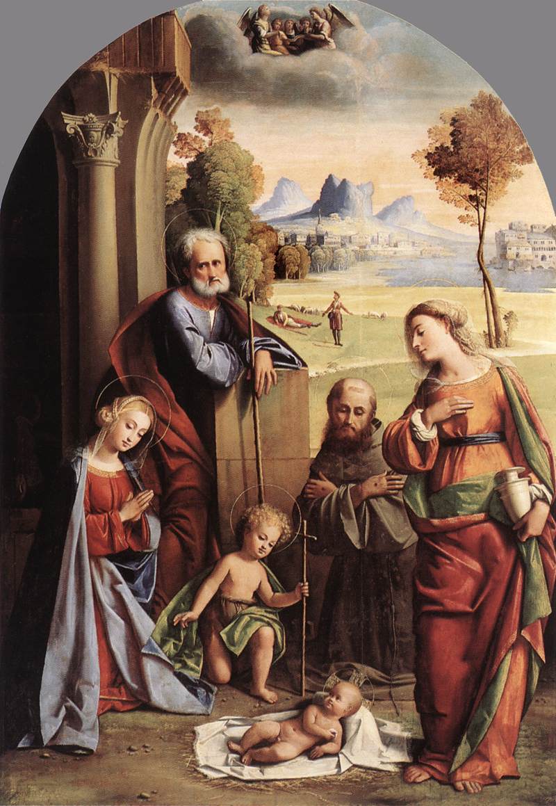 La nativité avec les saints