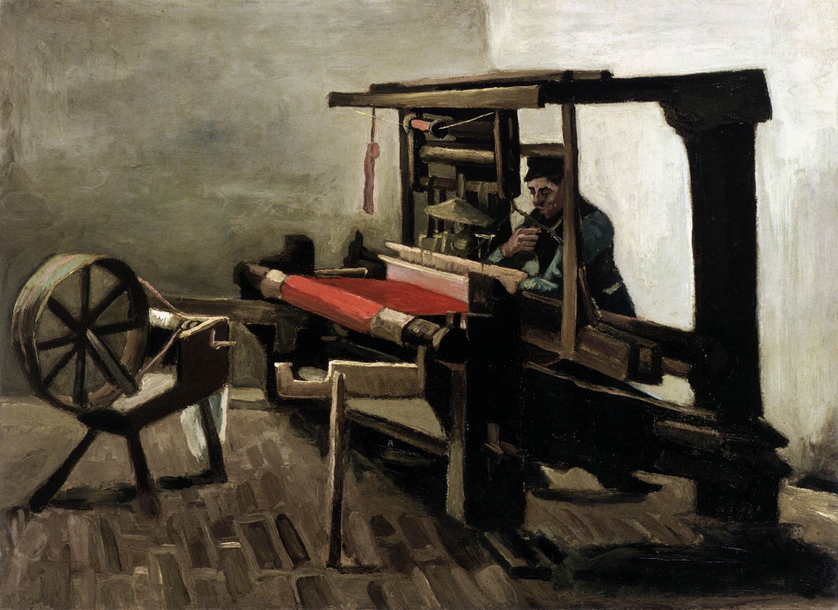 Weaver Facing Left, with Spinning Wheel