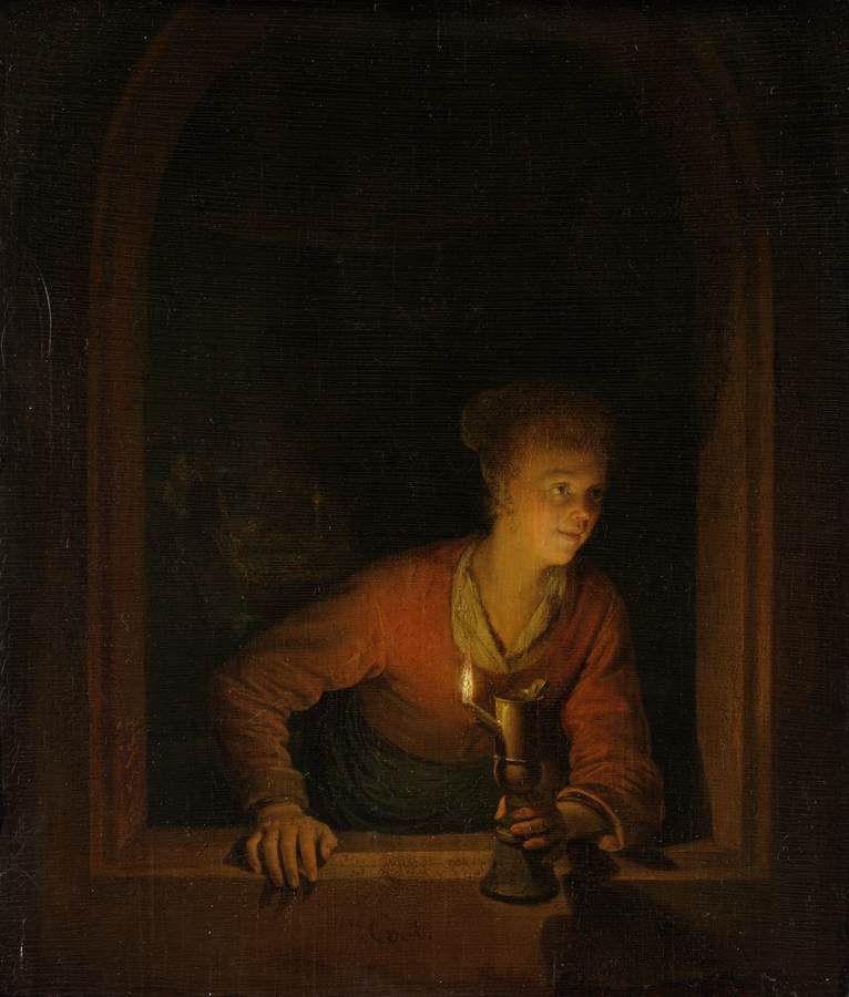 Dziewczyna z płonącą lampą naftową