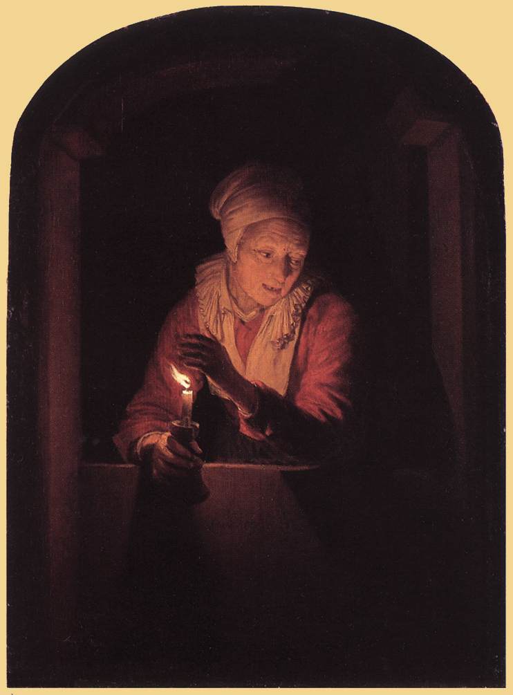 Alter Mann mit einer Kerze