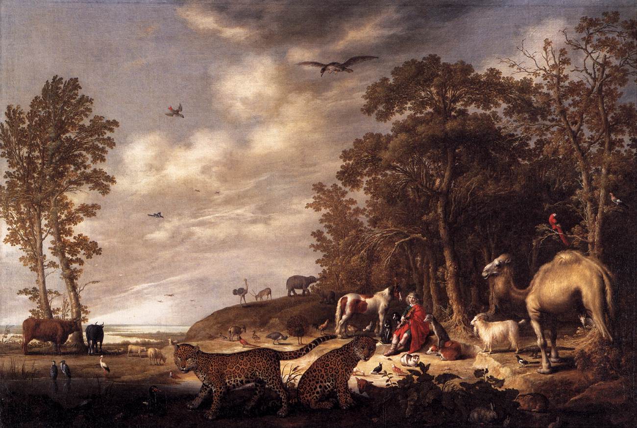 Orfeo con animali in un paesaggio