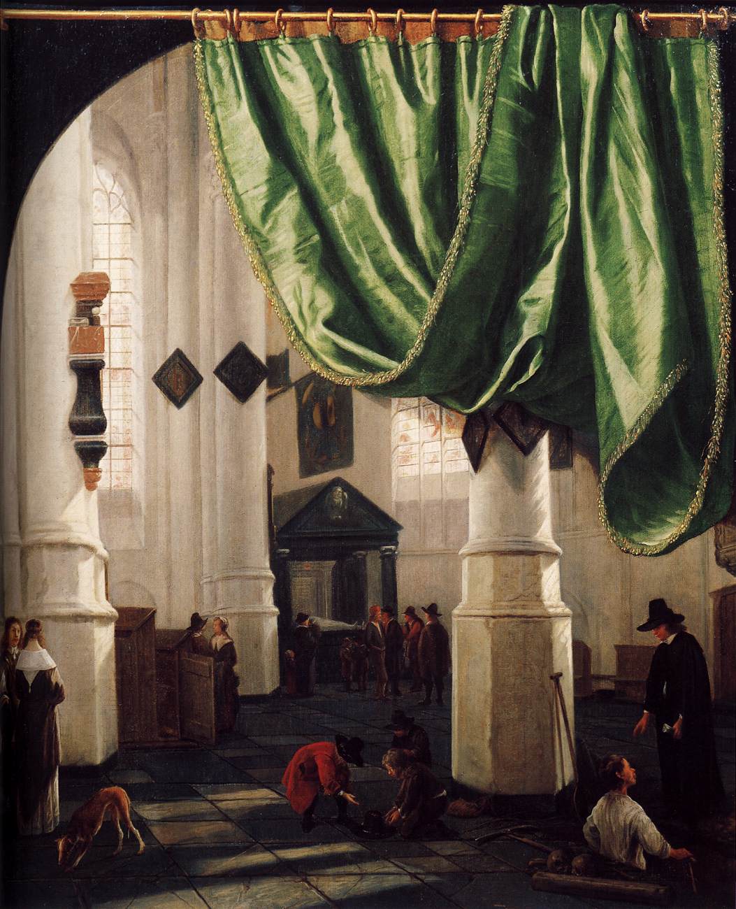 Interior do Oude Kerk, Delft, com o túmulo de Piet Hein