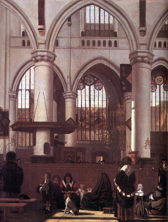 El Interior de La Oude Kerk, Amsterdam, Durante un Sermón