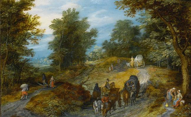 Woodland Road with Wagon and Travelers