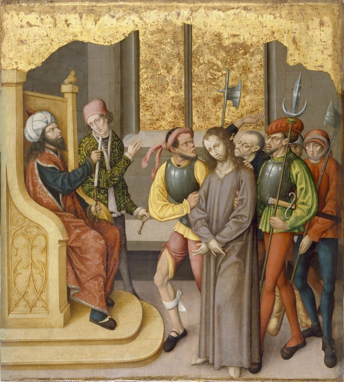 Altarbild mit der Leidenschaft Christi: Christus vor dem Hohepriester