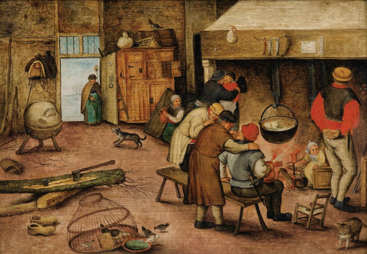 Peasants Warming Up by a Fireplace
