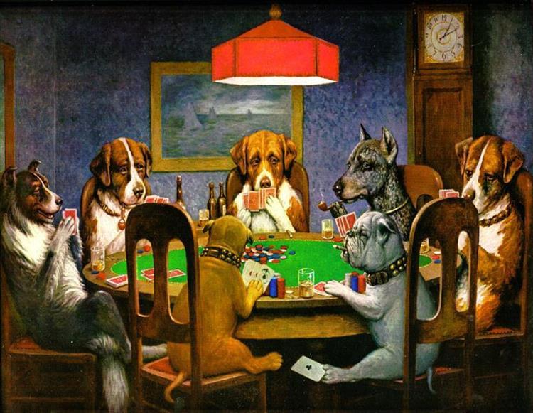 Un Amigo Necesitado (Perros Jugando Póker)-  Cassius Marcellus Coolidge