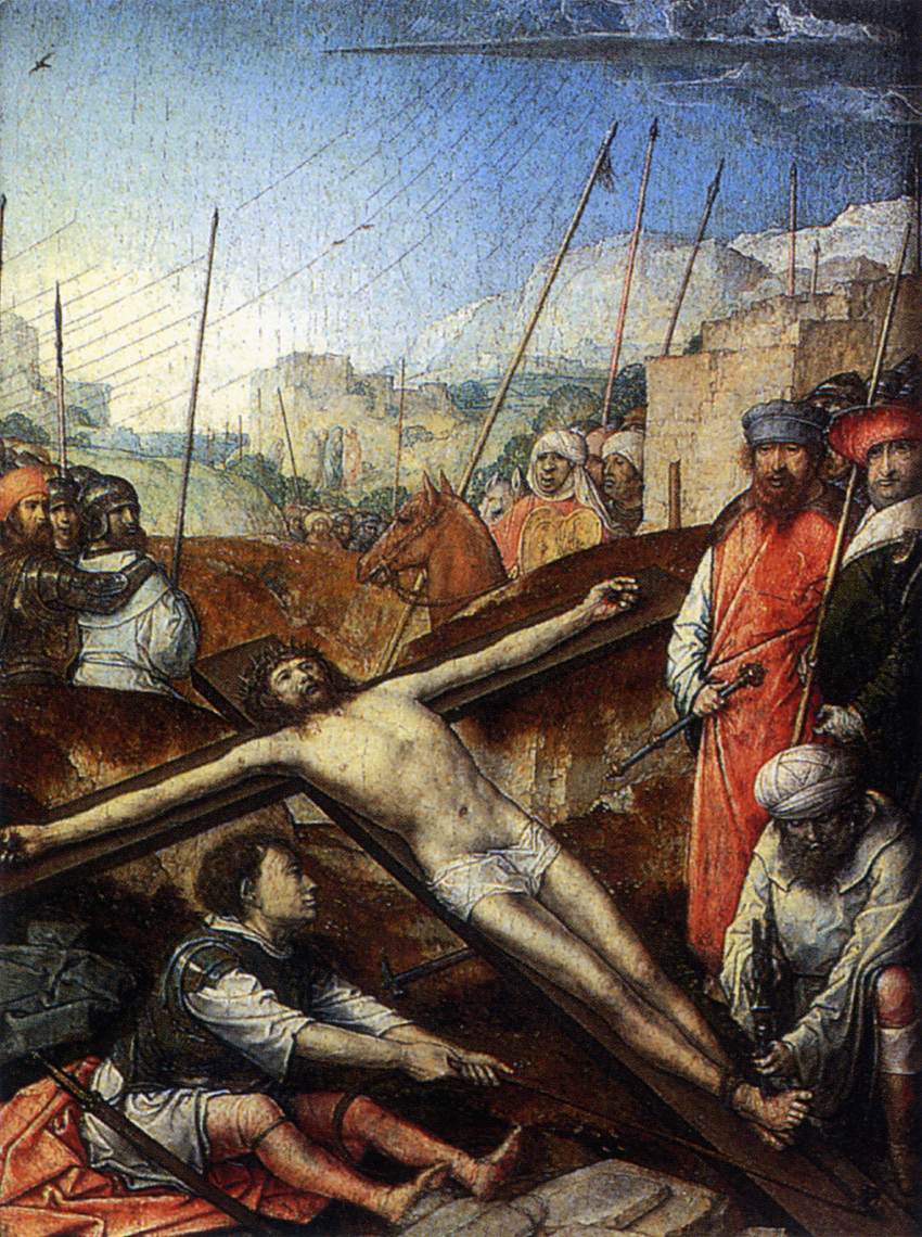 Christus steckte am Kreuz fest