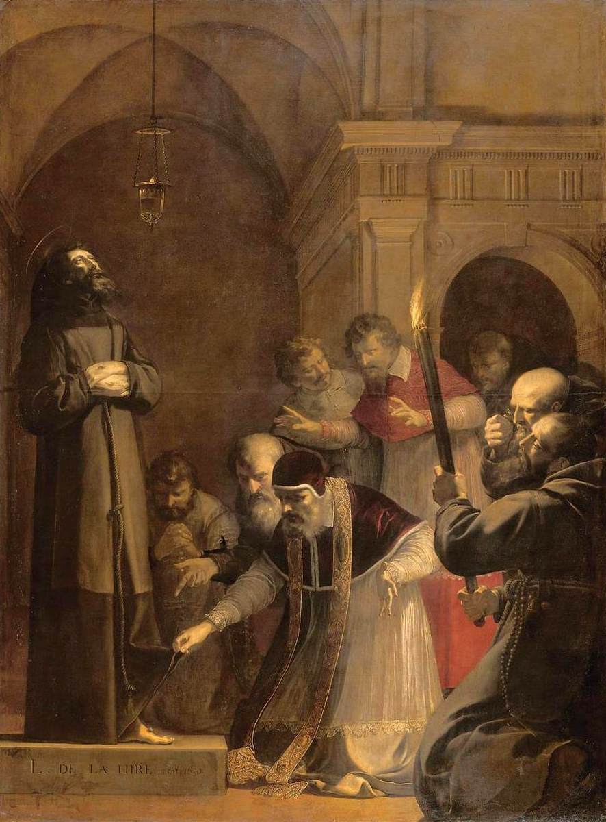 Papież Nicolás v otwierający grobowiec San Francisco de Asís w 1449