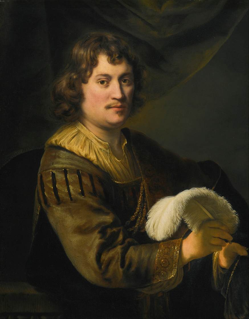 Portrait of a Man, Holding a White Plume