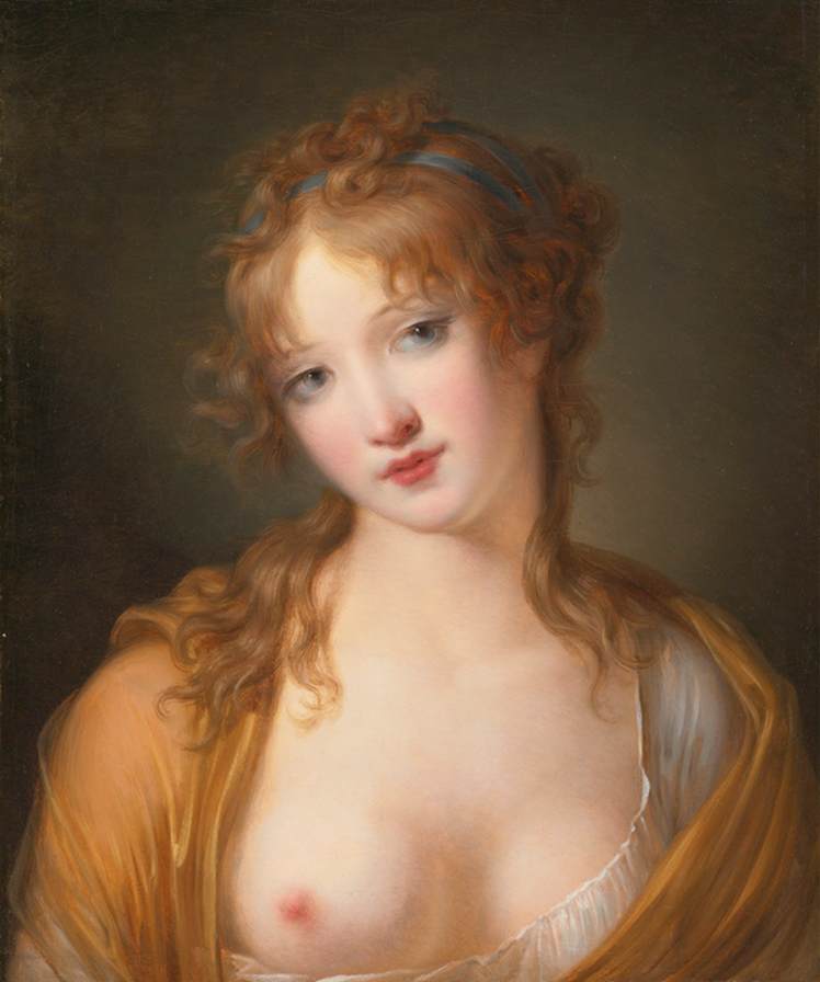 Portret van een jonge vrouw met een klassieke jurk