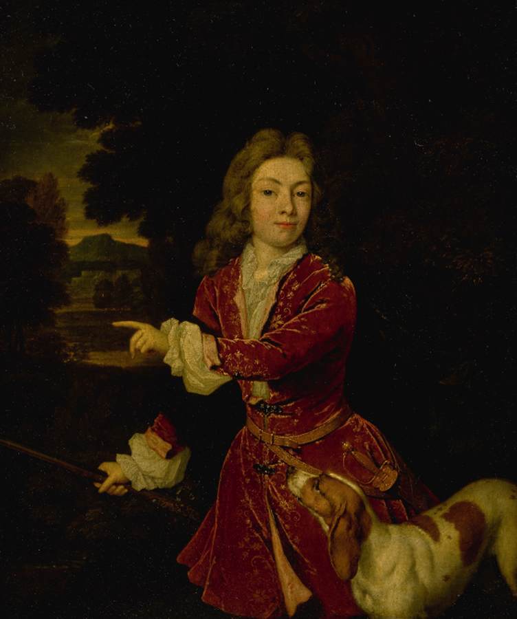 Portrait of a Young Hunter in a Landscape with his Dog