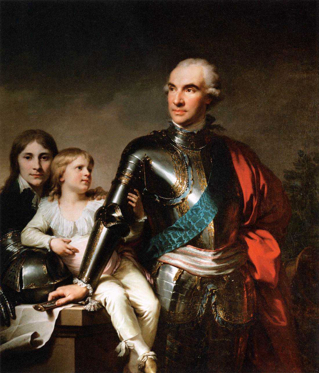 Räkna Stanislas Félix Potocki och hans två barn