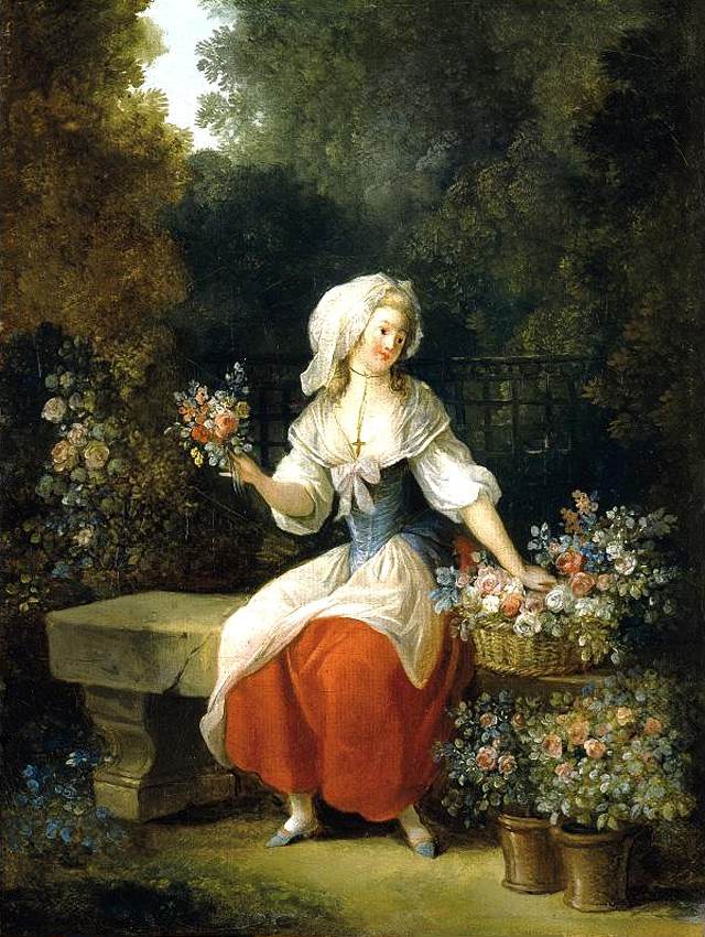 Femme de fleur en rouge