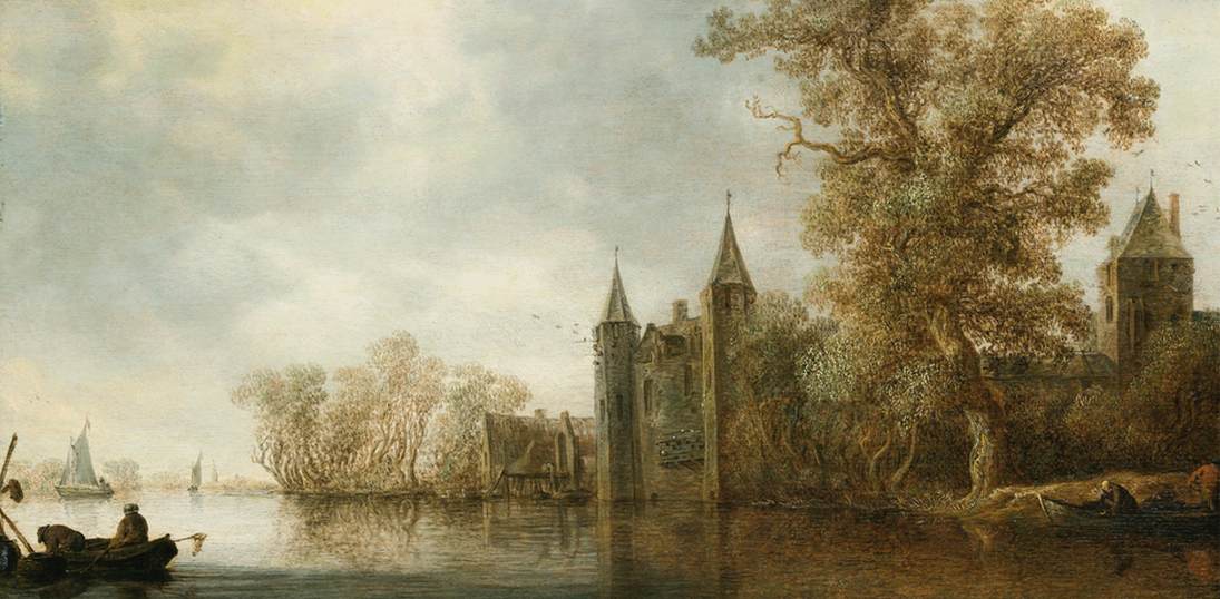 Paysage fluvial avec une fortification médiévale