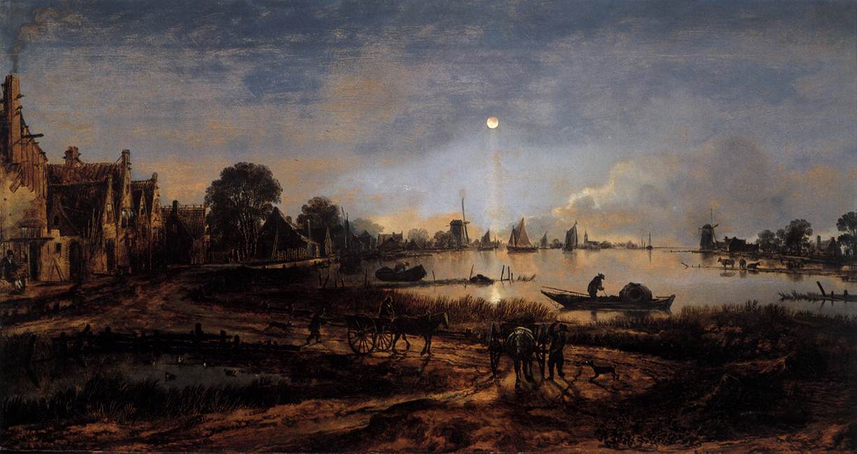 View of the River in the Moonlight