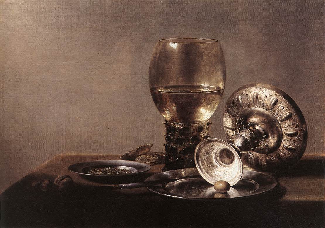 Still Life with Wine Glass and Silver Bowl