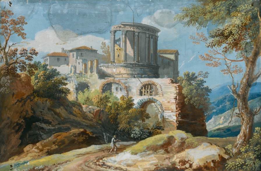 Vue romaine: le temple de Vesta à Tivoli