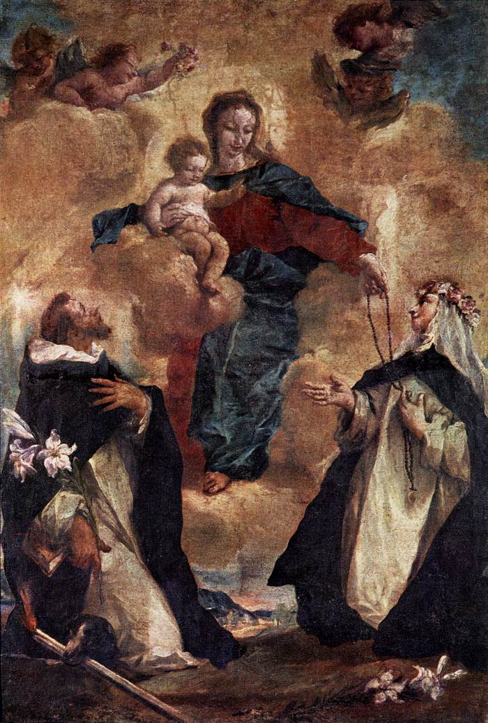 La Vierge et l'enfant avec Santo Domingo et Rosa de Lima