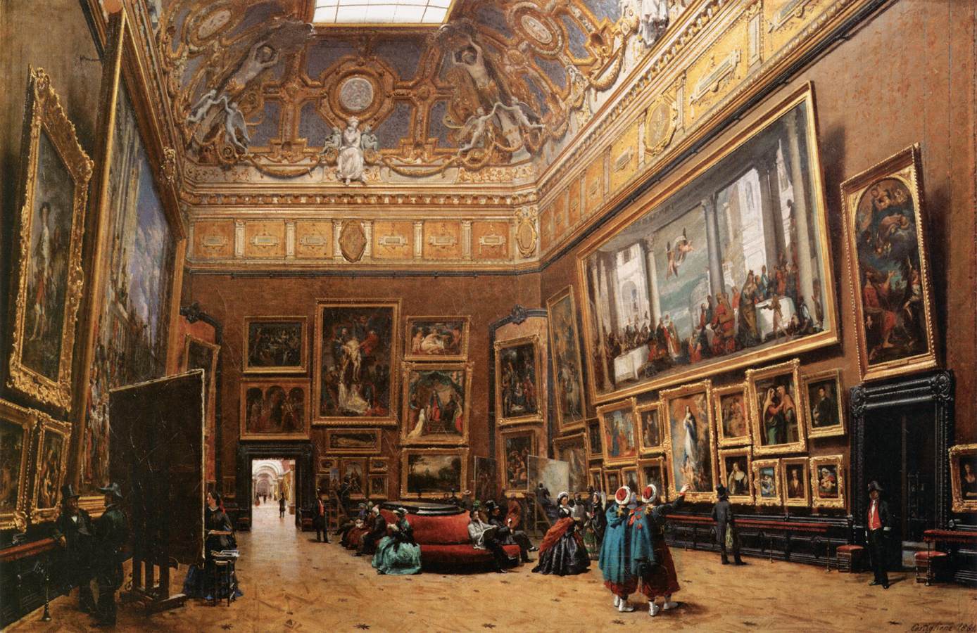 View of the Grand Salon Carré in the Louvre