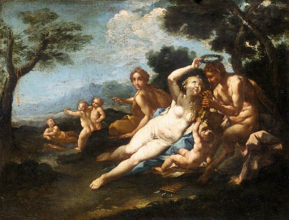 Satyr couronné par une nymphe