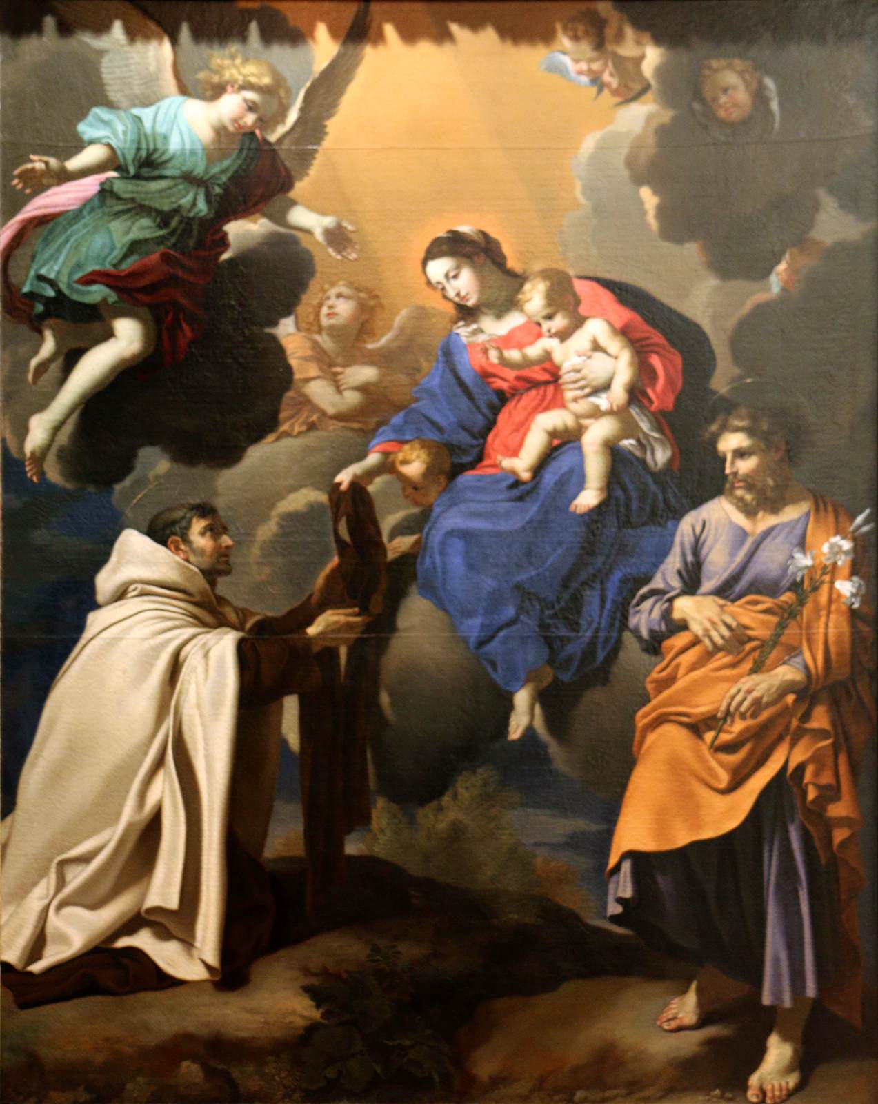 La Vergine che dà lo scapolare allo stock di San Simón
