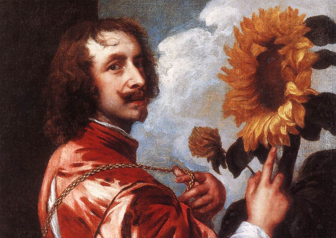 Self -Portrait mit einer Sonnenblume